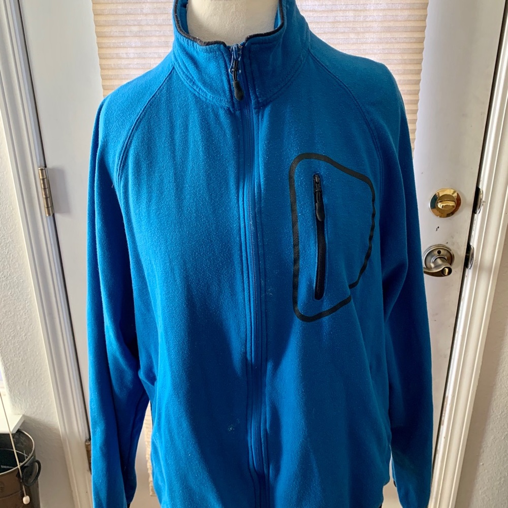 Cobalt Blue Fleece Mens Light Weight Jacket-Large